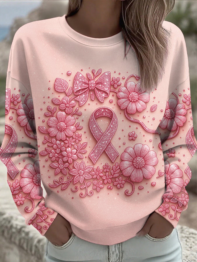 Women's Breast Cancer Pink Print Sweatshirt