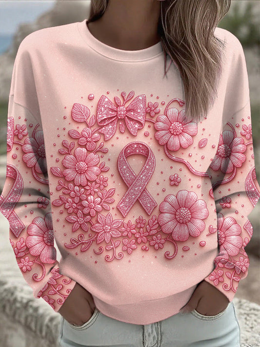 Women's Breast Cancer Pink Print Sweatshirt