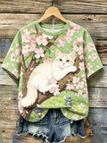 Women's Retro Breast Cancer Floral Print Top