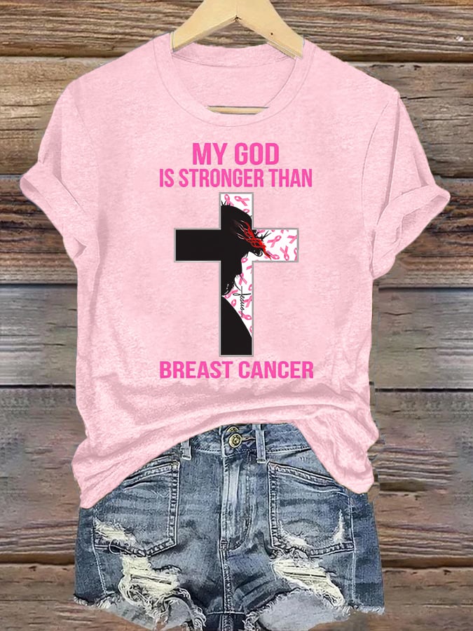 Women's  Faith & Strength: 'My God Is Stronger Than Breast Cancer' T-Shirt