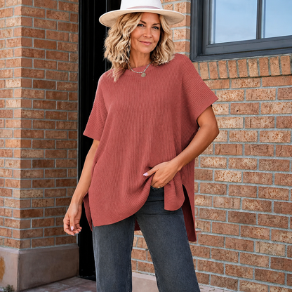 🌸Women’s Loose Short Sleeve Knit Top – Soft, Breathable & Versatile for Daily Casual