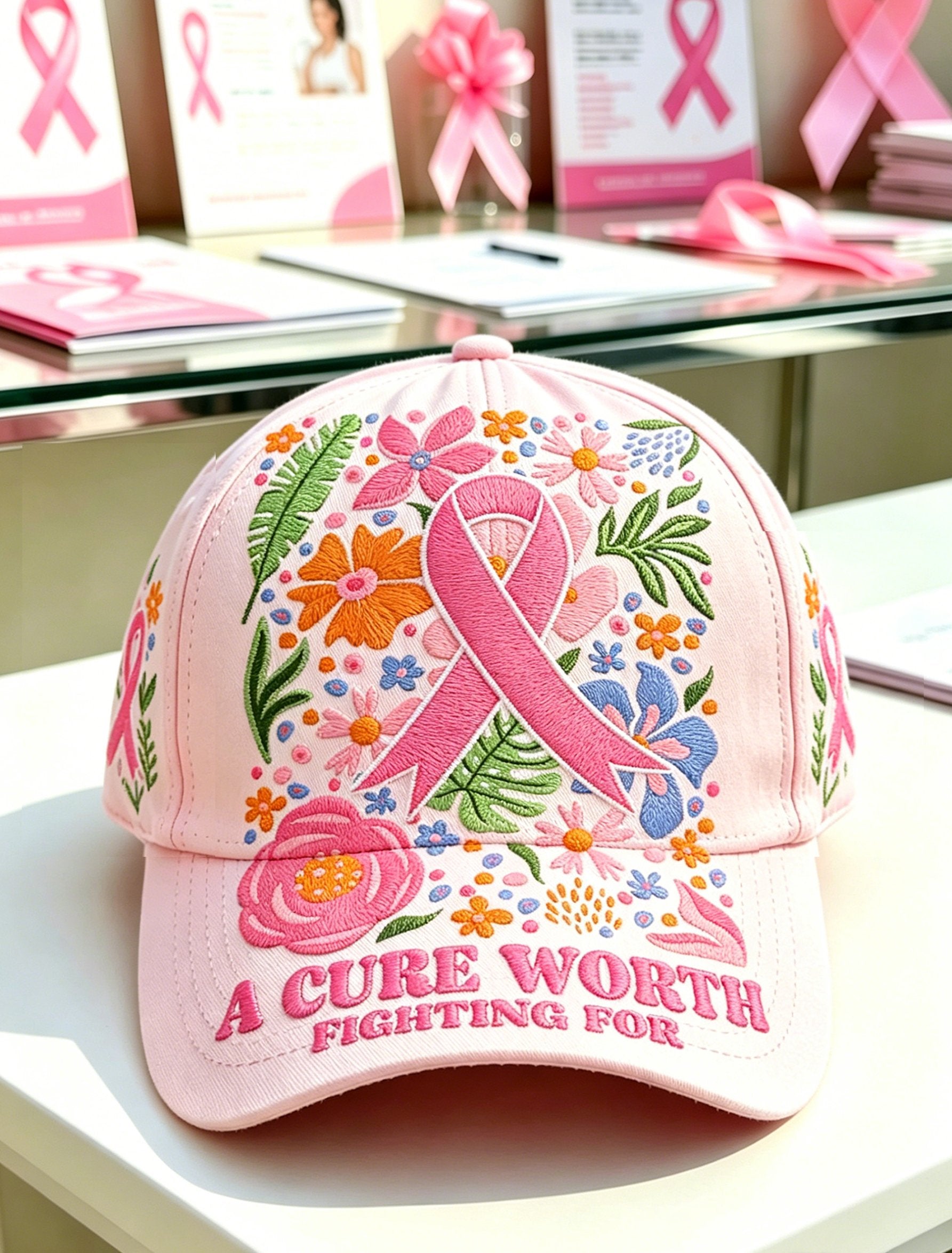 Unisex Pink Floral Print Hat