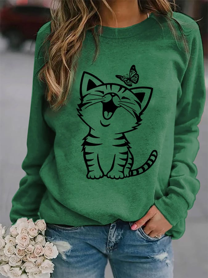Women's Cute Cat Casual Sweatshirt