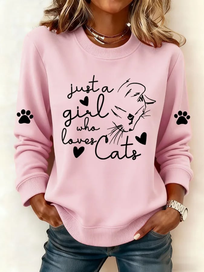 Women's Cute Cat Print Casual Sweatshirt