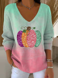 Women's Beat Breast Cancer Pink Pumpkin Print T-Shirt