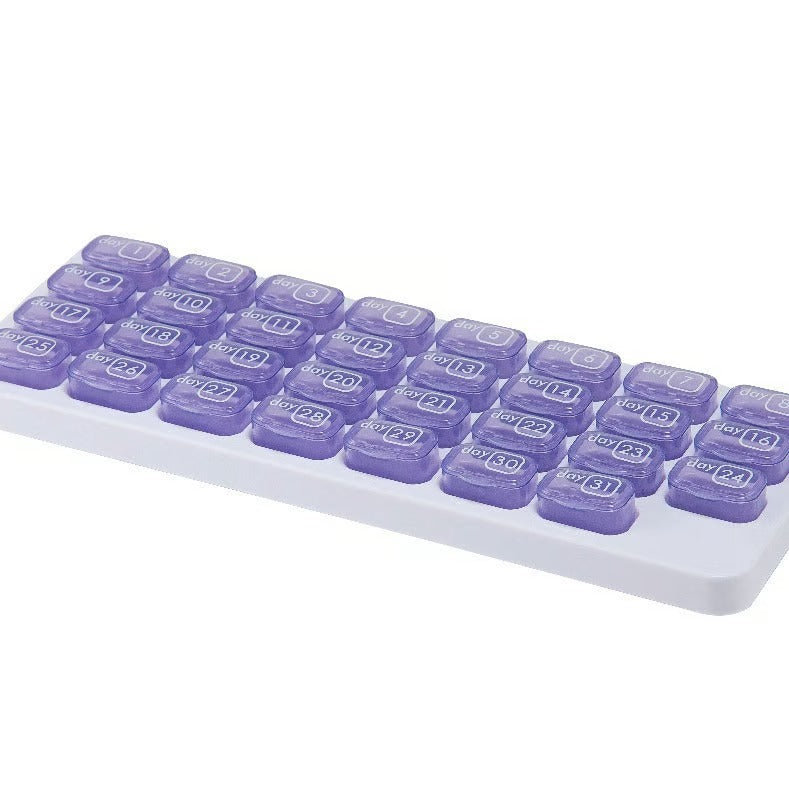 🔥✨Monthly Pill Organizer with Lid - Arthritis-Friendly Easy-Open Lids 31 Removable Daily Pill Pods Date Reminder & Travel Case for Vitamins & Medications