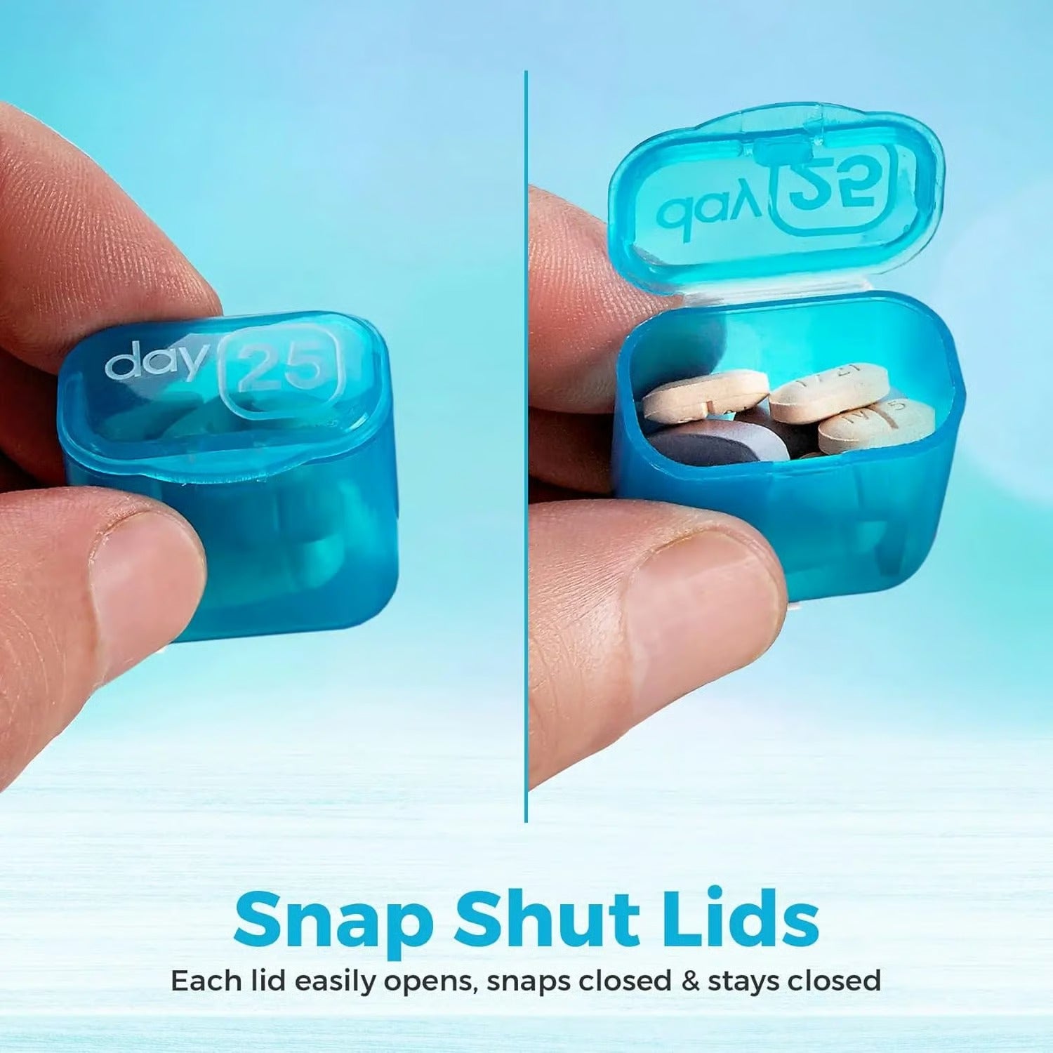 🔥✨Monthly Pill Organizer with Lid - Arthritis-Friendly Easy-Open Lids 31 Removable Daily Pill Pods Date Reminder & Travel Case for Vitamins & Medications
