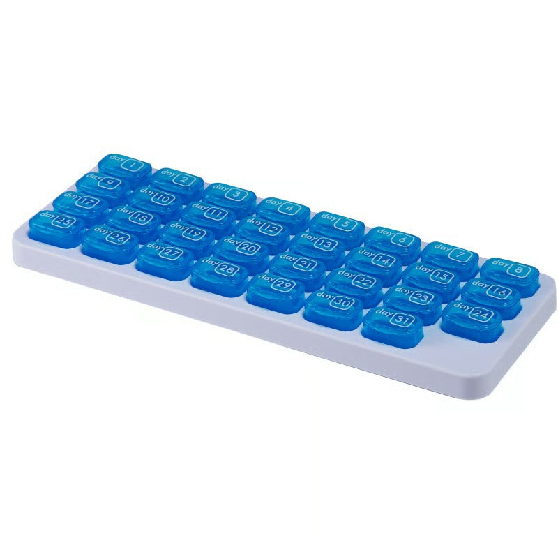 🔥✨Monthly Pill Organizer with Lid - Arthritis-Friendly Easy-Open Lids 31 Removable Daily Pill Pods Date Reminder & Travel Case for Vitamins & Medications