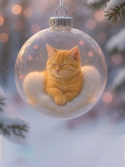 Cute Cat Christmas Glass Ornaments Collection