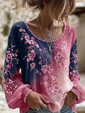 Women's Casual Floral Print Long-Sleeved Top