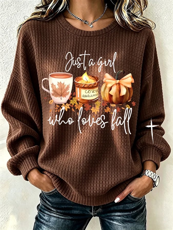 Women's Retro Just A Girl Who Loves Fall  Print Hoodie