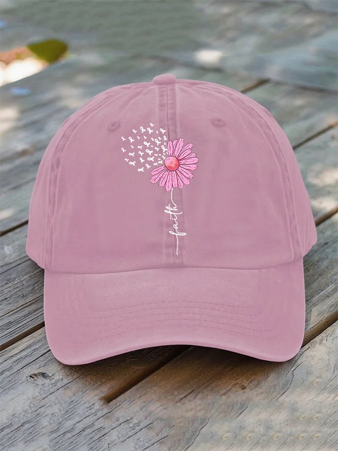 Unisex Breast Cancer Faith Print Baseball Cap