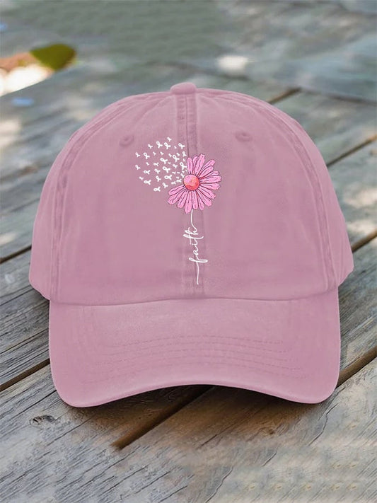 Unisex Breast Cancer Faith Print Baseball Cap