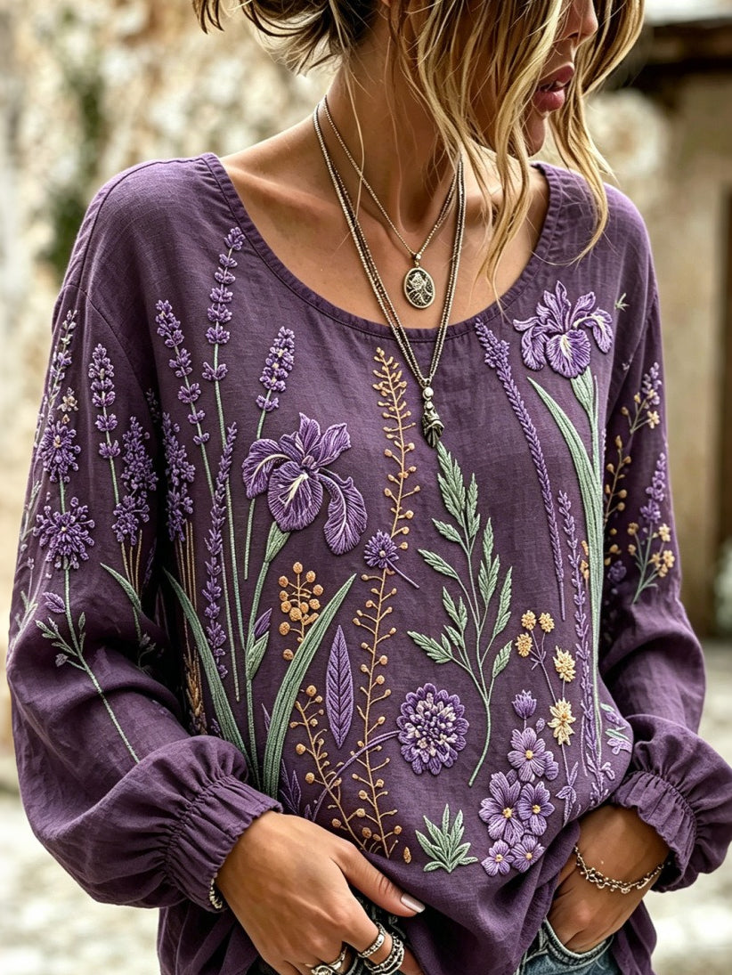 Women's Purple Floral Alzheimer's Disease Awareness Casual T-shirt