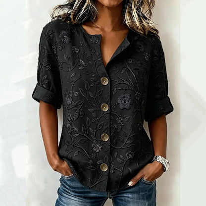 Women's Vintage Floral Embroidery Art Casual Shirt