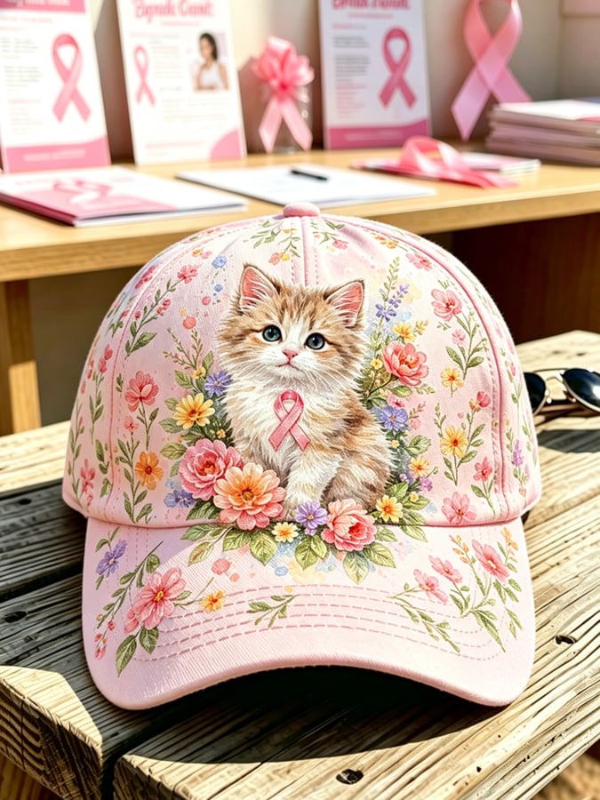 Unisex Pink Floral Print Hat