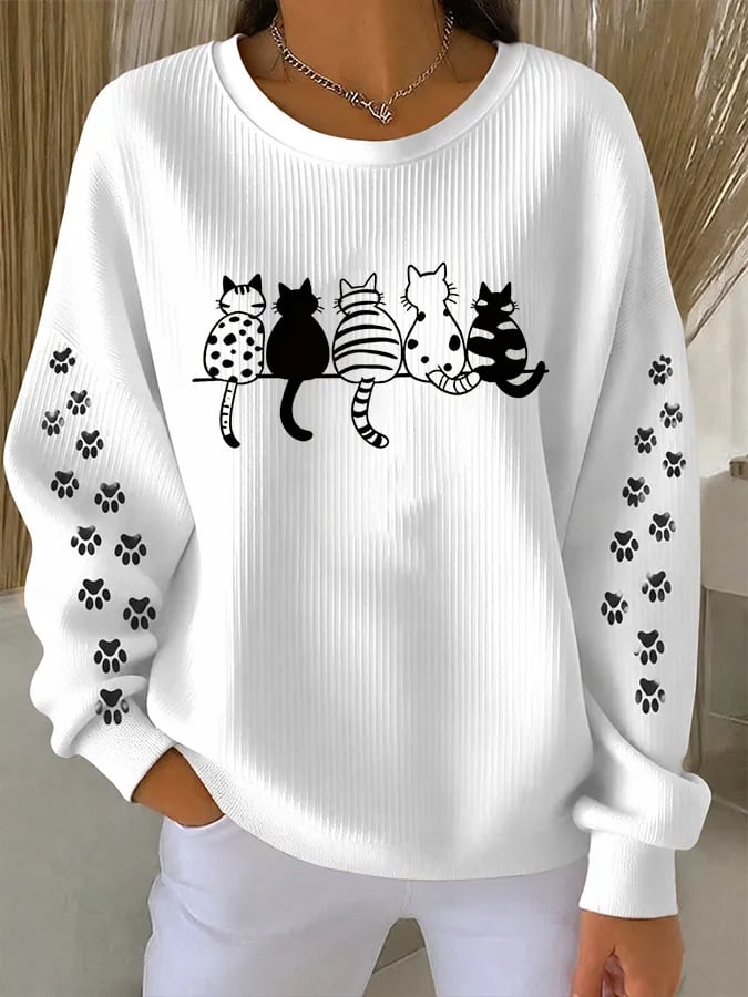 Women's Cute Cats Print Casual Sweatshirt