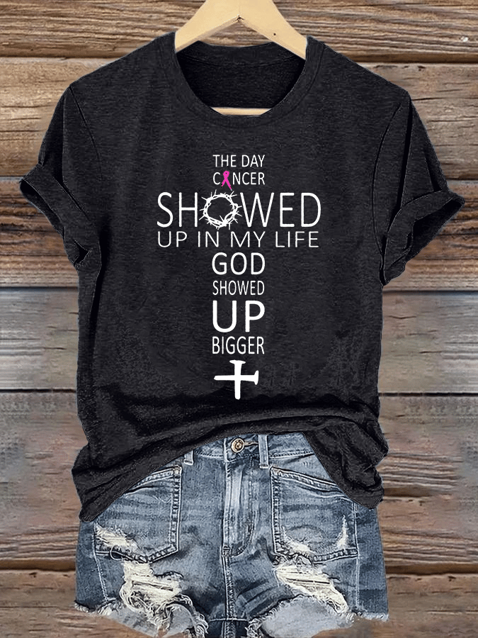Women's  GOD SHOWED UP BIGGER  Print T-Shirt