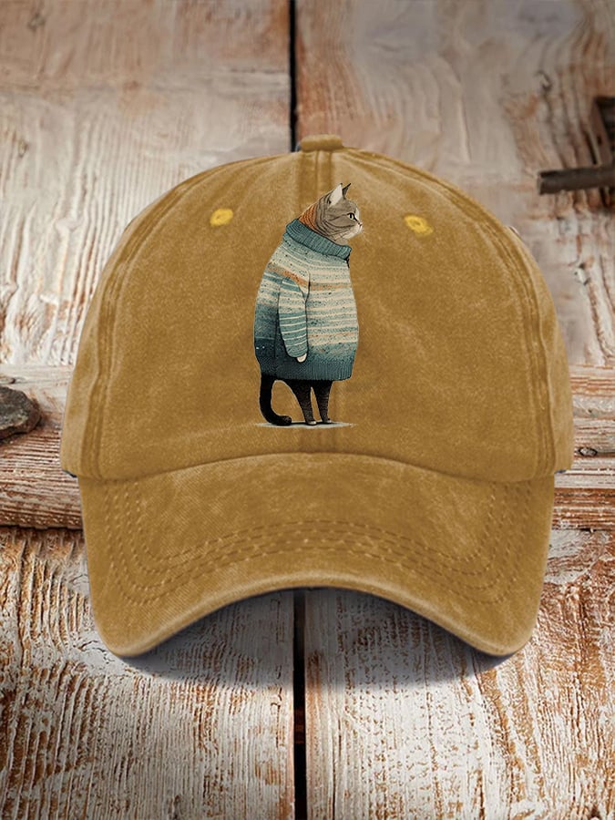 Winter Cat Print Hat