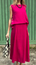 Women's Classic Sleeveless Linen Two-Piece Set