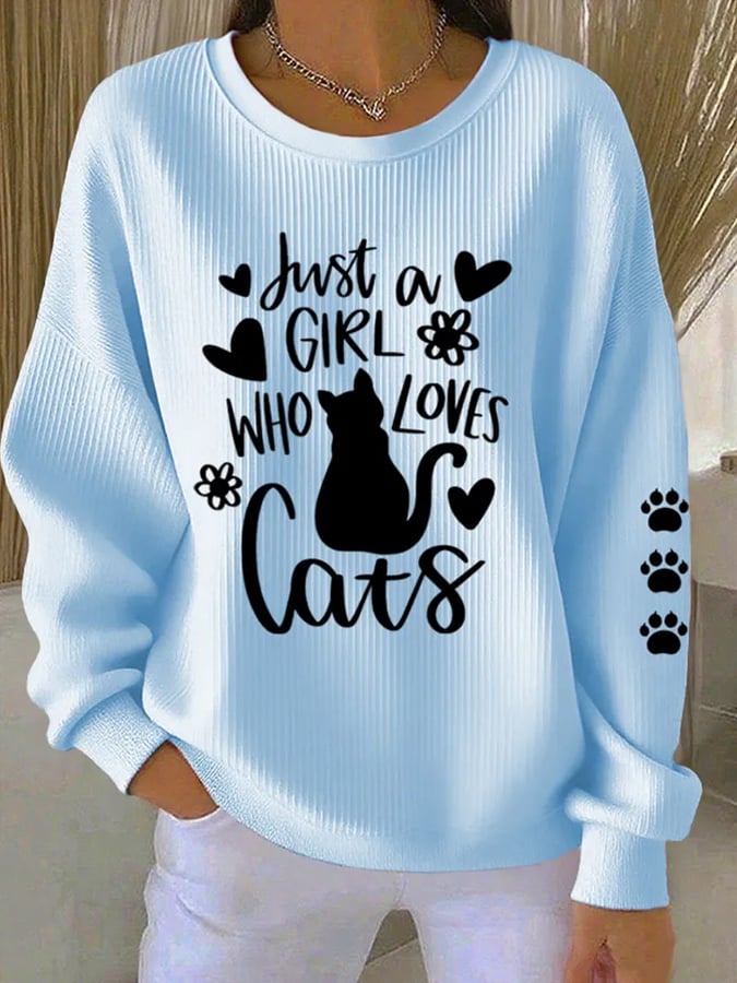 Women's Cute Cat Print Casual Sweatshirt