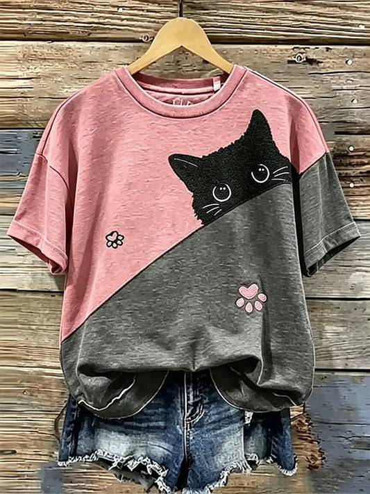 Women's Animal Cat Print Casual T-shirt