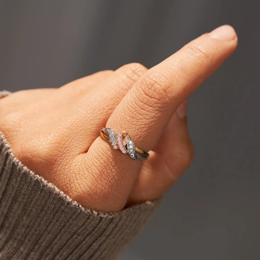 We Will Get Through Cancer Together Ribbon Ring For Women