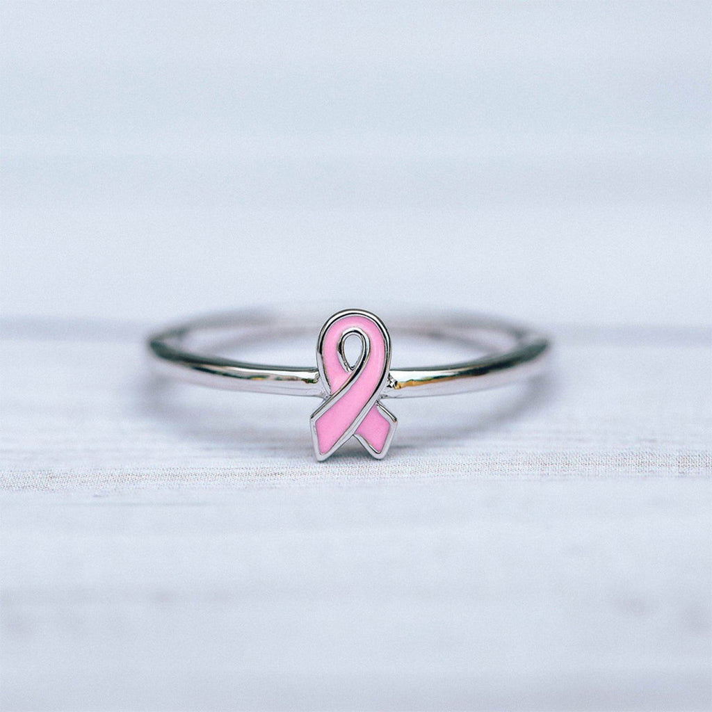 Breast Cancer Awareness- Pink ribbon thin Ring