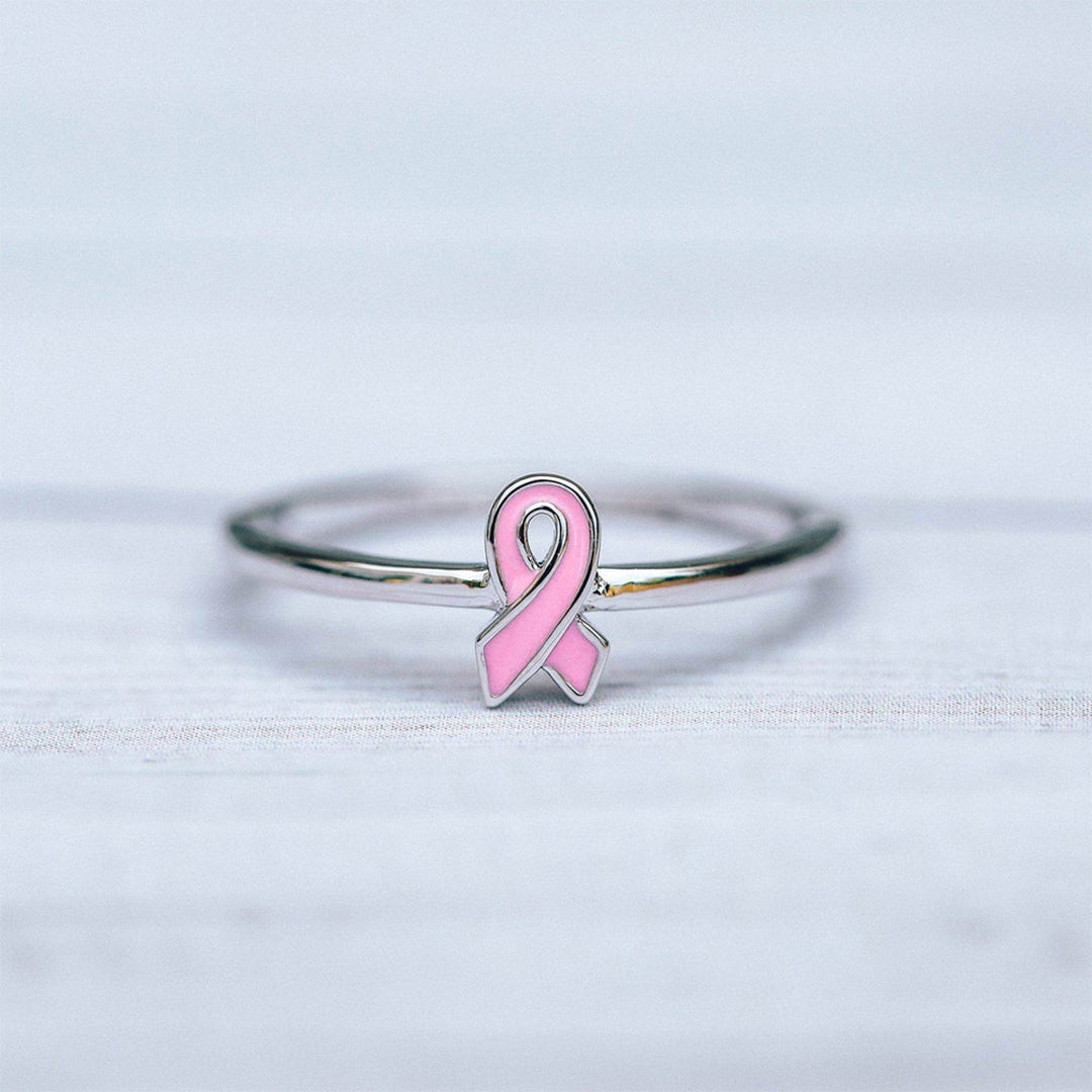 Breast Cancer Awareness- Pink ribbon thin Ring