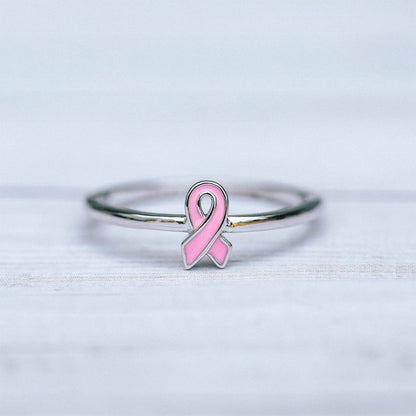 Breast Cancer Awareness- Pink ribbon thin Ring