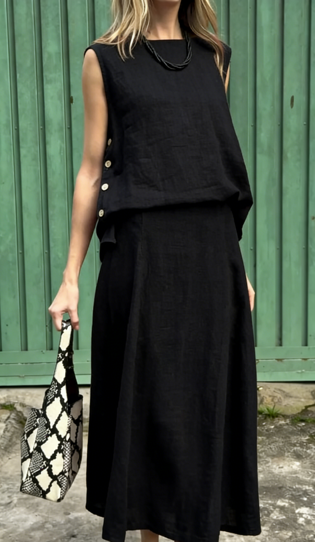 Women's Classic Sleeveless Linen Two-Piece Set