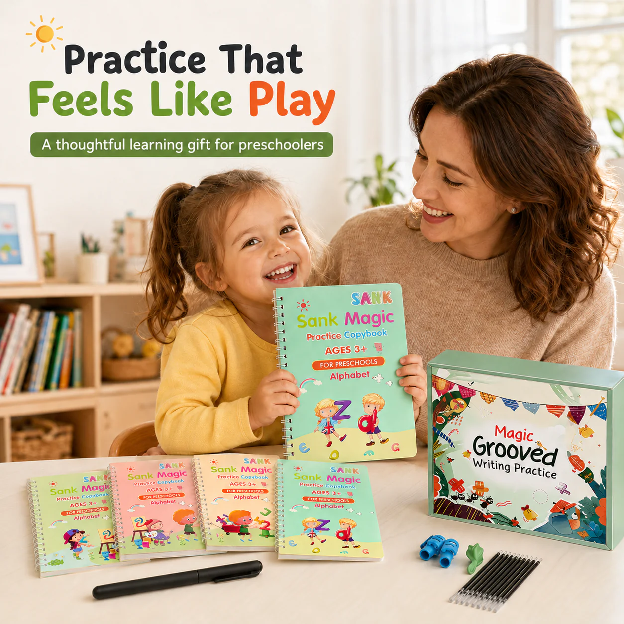 Magic Practice Copybook Set for Kids – Reusable Handwriting Learning Kit