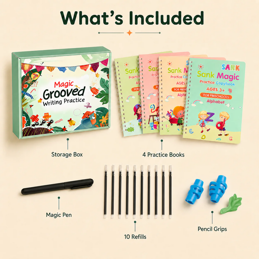 Magic Practice Copybook Set for Kids – Reusable Handwriting Learning Kit