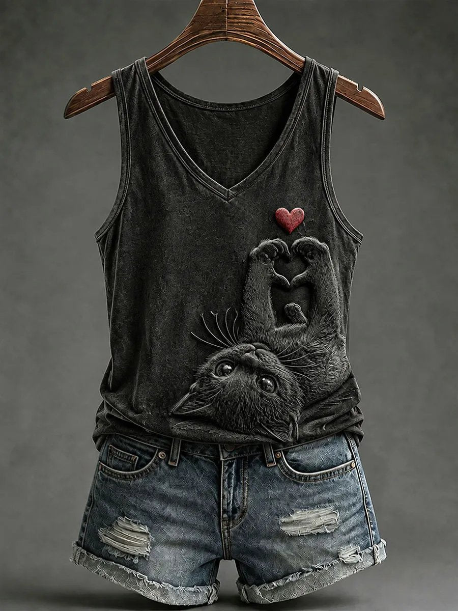 Women's Cat Print Tank Top