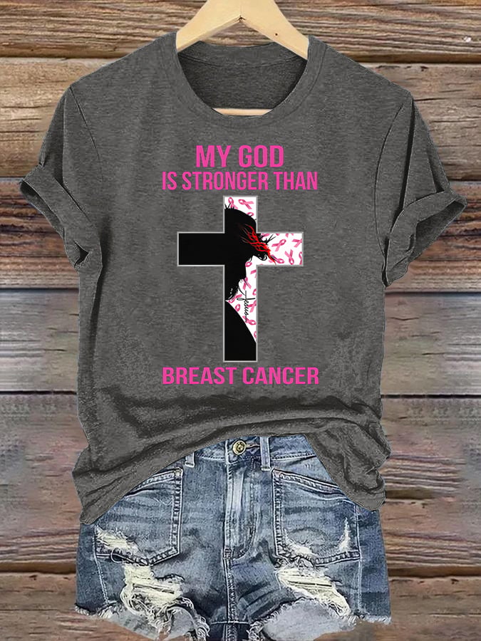 Women's  Faith & Strength: 'My God Is Stronger Than Breast Cancer' T-Shirt