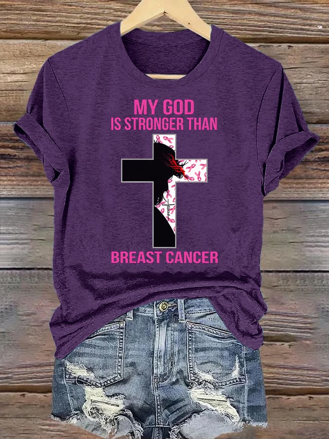 Women's  Faith & Strength: 'My God Is Stronger Than Breast Cancer' T-Shirt