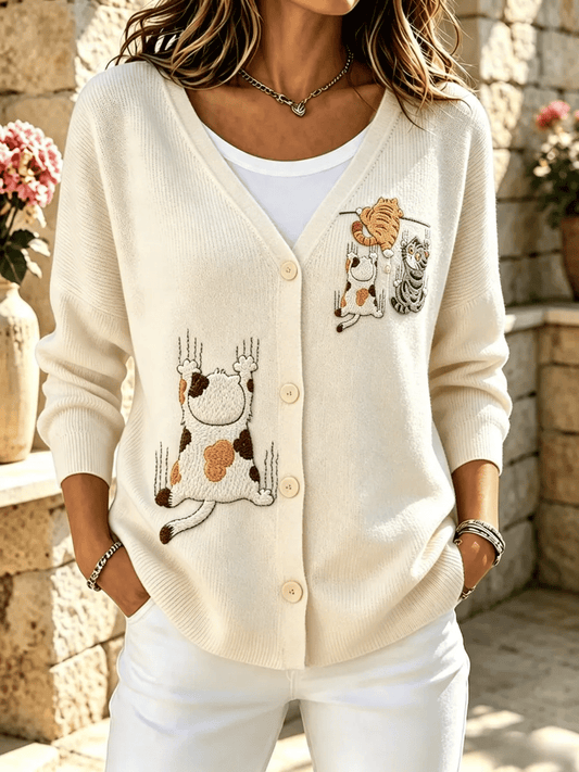 Women's Autumn Fun Cat Pattern Casual Top