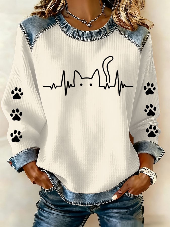 Women's Cute Cat Print T-shirt