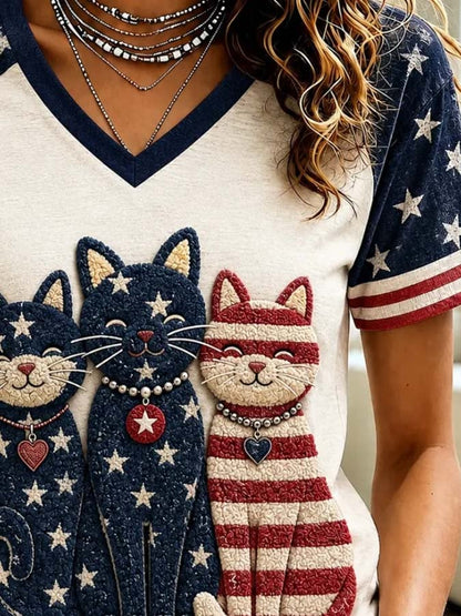 Women'S Casual Patriotic Print Top