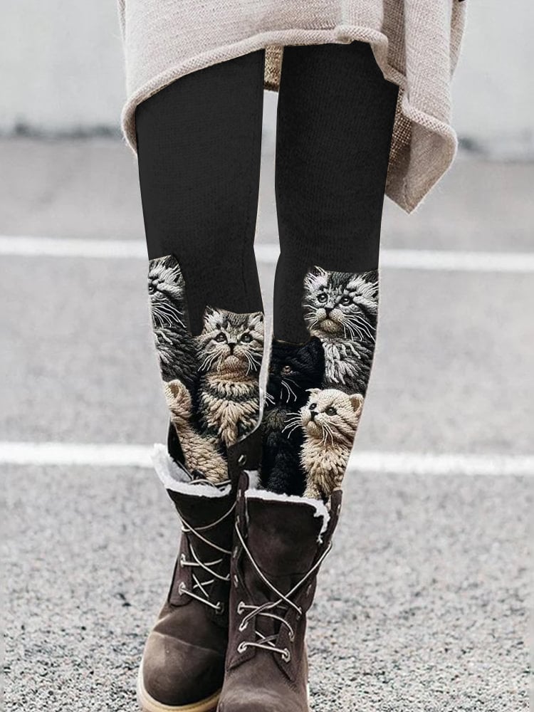 Women's Cat Knit Leggings