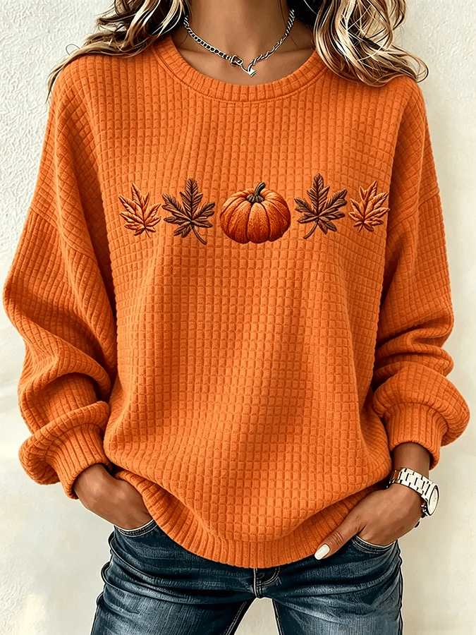 Women'S Casual Pumpkin Print Autumn Top