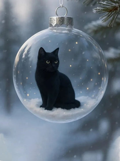 Cute Cat Christmas Glass Ornaments Collection