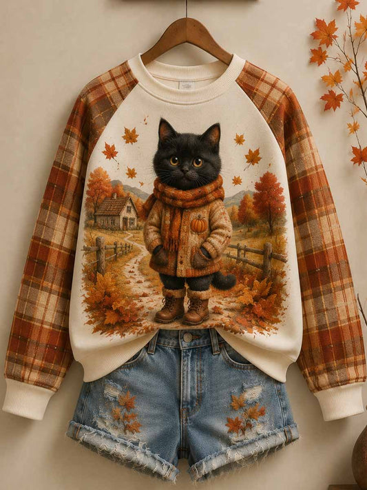 Women's Autumn Casual Animal Print Crewneck Sweatshirt