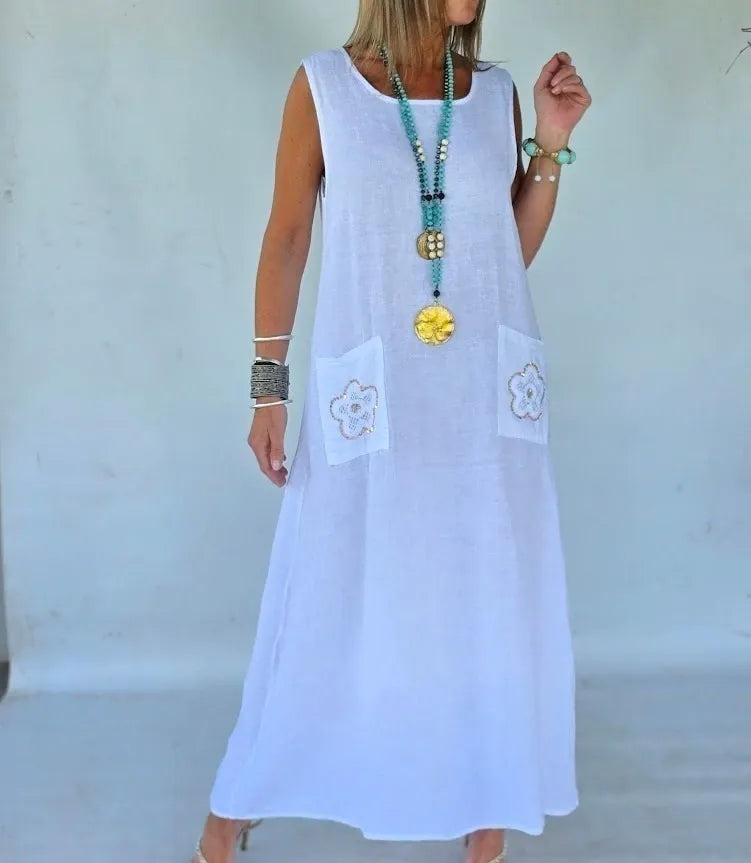 🌼 Boho Linen Cotton Pocketed Dress