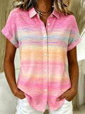 Women's Breast Cancer Awareness Short-Sleeve Shirt with Pink Gradient Print