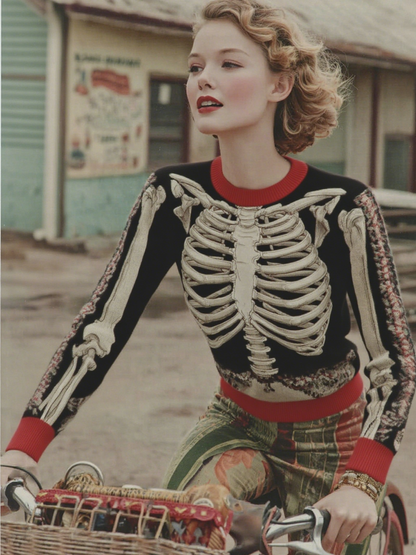 Vintage Halloween Anatomy Art Chunky Knitted Sweater