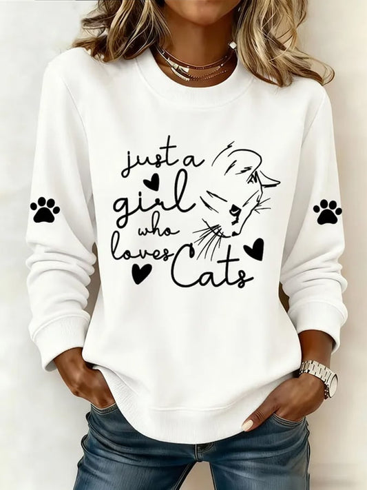 Women's Cute Cat Print Casual Sweatshirt