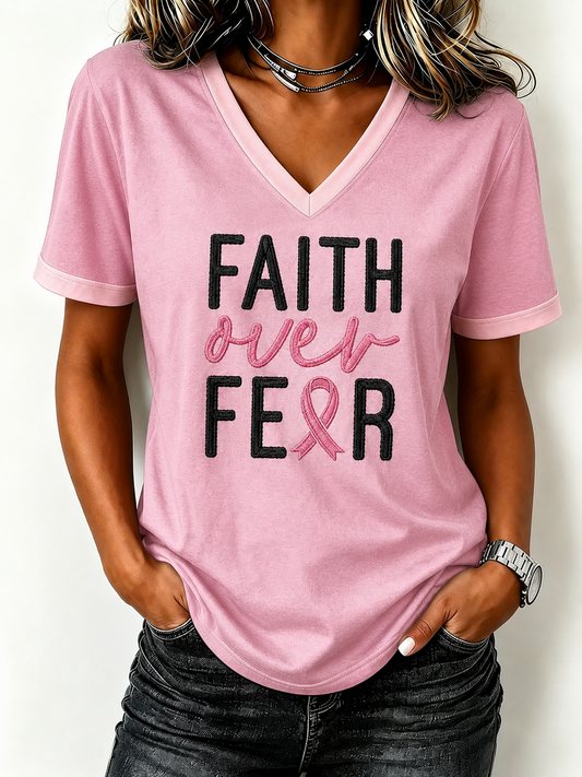Women'S V-Neck Breast Cancer Awareness T-Shirt