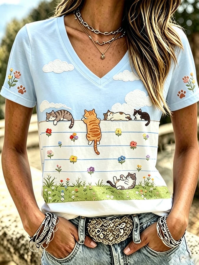 Women's Fun Cat-Print T-Shirt