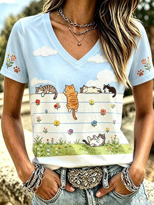 Women's Fun Cat-Print T-Shirt